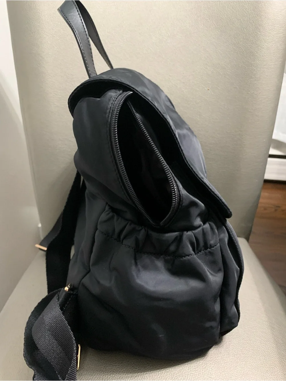 Tory Burch Black Nylon Diaper Backpack with Logo Accent